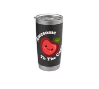 Kawaii Cute Apple Awesome To The Core Funny Fruit Food Juego de palabras Vaso térmico de acero inoxidable de doble pared