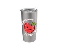 Kawaii Cute Apple Awesome To The Core Funny Fruit Food Juego de palabras Vaso térmico de acero inoxidable de doble pared
