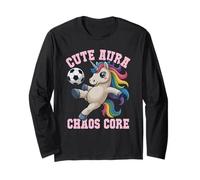 Kawaii Cute Aura Chaos Core Fútbol Unicornio Ganar Entrenador Mujer Manga Larga