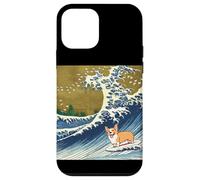 Kawaii Cute Corgi on The Great Wave in Hokusai Style Carcasa para iPhone 12 Mini