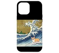 Kawaii Cute Corgi on The Great Wave in Hokusai Style Carcasa para iPhone 12 Pro MAX