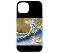 Kawaii Cute Corgi on The Great Wave in Hokusai Style Carcasa para iPhone 13
