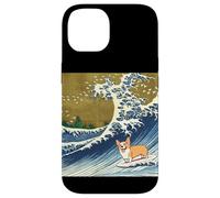 Kawaii Cute Corgi on The Great Wave in Hokusai Style Carcasa para iPhone 14