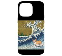 Kawaii Cute Corgi on The Great Wave in Hokusai Style Carcasa para iPhone 14 Pro MAX