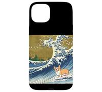 Kawaii Cute Corgi on The Great Wave in Hokusai Style Carcasa para iPhone 15 Plus