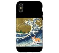 Kawaii Cute Corgi on The Great Wave in Hokusai Style Carcasa para iPhone X/XS