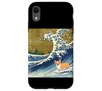 Kawaii Cute Corgi on The Great Wave in Hokusai Style Carcasa para iPhone XR