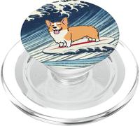 Kawaii Cute Corgi on The Great Wave in Hokusai Style PopSockets PopGrip para MagSafe