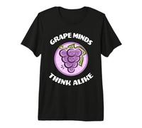 Kawaii Cute Grape Minds Think Alike Funny Fruit Food Juego de Palabras Camiseta Premium
