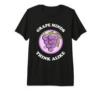 Kawaii Cute Grape Minds Think Alike Funny Fruit Food Juego de Palabras Camiseta Premium