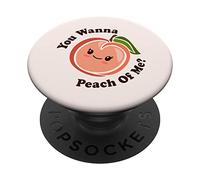 Kawaii Cute You Wanna Peach of Me Divertido Fruta Comida Juego de Palabras PopSockets PopGrip Adhesivo