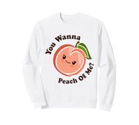 Kawaii Cute You Wanna Peach of Me Divertido Fruta Comida Juego de Palabras Sudadera