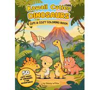Kawaii Cuties: Dinosaurs: Cute & Cozy Coloring Book - 50 Adorable Dinosaur Illustrations with Bold Easy Lines, for All Ages (Kawaii Cuties Coloring World)