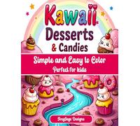 Kawaii Desserts & Candies Coloring Book: Simple and Easy to Color for Kids | 100 Pages | 50 One-Sided Kawaii Dessert Designs | 8.5 x 11 inches