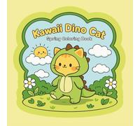 Kawaii Dino Cat Spring Coloring Book: 30 Bold & Easy Kawaii Spring Pages for Stress Relief and Cozy Coloring Fun