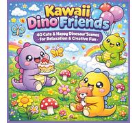 Kawaii Dino Friends Colouring Book: 40 Bold & Easy Dinosaur Colouring Pages for Kids & Adults | Simple Relaxing Stress Relief Designs (Kawaii Colouring Collection)