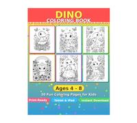 Kawaii Dinosaur Coloring Book for Kids Ages 4-8: 30 Cute Dino Coloring Pages for Toddlers, Preschoolers and Early Learners