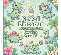 Kawaii Dinosaur Coloring Book For Kids Ages 4-8: 60 Super Cute Kawaii Dinosaur Coloring Pages For Kids Ages 4-8 Featuring Adorable T-Rex Triceratops ... Who Love Dinosaurs Large 8.5x8.5 Easy inches