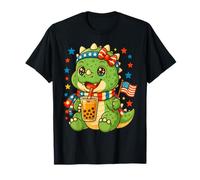 Kawaii Dragon Boba Tea Patriotic 4th of July USA Camiseta