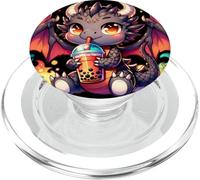 Kawaii Dragon'S Bubble Tea Break PopSockets PopGrip para MagSafe