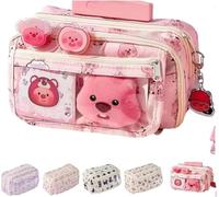 Kawaii - Estuche para lápices de dibujos animados, organizador portátil de gran capacidad con diseño de 9 capas para oficina, viajes y accesorios de escritorio, bonita bolsa de papelería estética