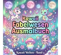 Kawaii Fabelwesen Ausmalbuch: Süße Mythische Kreaturen: 60 süße mythische Kreaturen wie Drachen und Einhörner in Kawaii Stil - Malbuch für Kinder & ... Quadratisches Format (Kawaii Welten, Band 3)