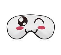 Kawaii Face Expression Sleep Mask Blindfold Eyes and Mouth Wink Ajustable Super-Smooth Soft Eye Mask Cover para Hombres Mujeres Viajes y siesta