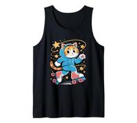 Kawaii Feline Cat En Patines Patines Patinaje Sobre Ruedas Camiseta sin Mangas