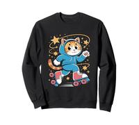 Kawaii Feline Cat En Patines Patines Patinaje Sobre Ruedas Sudadera