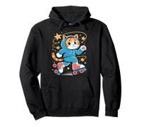 Kawaii Feline Cat En Patines Patines Patinaje Sobre Ruedas Sudadera con Capucha
