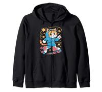 Kawaii Feline Cat En Patines Patines Patinaje Sobre Ruedas Sudadera con Capucha