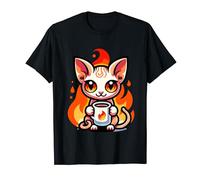 Kawaii Fiery Sphinx Gato Bebiendo Café Café Arte Gatos Amante Camiseta