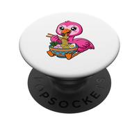 Kawaii Flamingo Ramen Gráfico Lindo Pájaro Rosa Arte Japonés PopSockets PopGrip Adhesivo