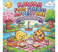 Kawaii Food Friends Adventure Coloring Book: Bold & Easy Single-Sided Pages with Adorable Anthropomorphic Foods in Exciting Scenes - Perfect for Kids, Teens, and Adults