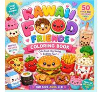 Kawaii Food Friends Coloring Book: 50 Cute and Easy Coloring Pages of Happy Fruits, Vegetables, Snacks, and Sweet Treats for Kids Ages 3-8
