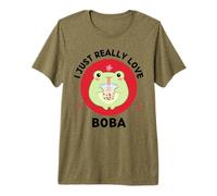 Kawaii Frog Bebidas Té de Burbujas I Just Really Love Boba Lover Camiseta Premium