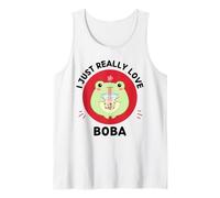 Kawaii Frog Bebidas Té de Burbujas I Just Really Love Boba Lover Camiseta sin Mangas