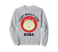 Kawaii Frog Bebidas Té de Burbujas I Just Really Love Boba Lover Sudadera