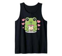 Kawaii Frog Boba Lover Illustration Camiseta sin Mangas