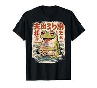 Kawaii Frog Boba Tea Japonés Anime Estética Niñas Adolescentes Camiseta