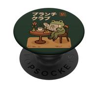 Kawaii Frog Brunch Club Tokyo Street Café Estética Japonesa PopSockets PopGrip Adhesivo