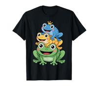 Kawaii Frog Prince Crowned Funny Colorful Frog Family Kids Camiseta