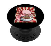 Kawaii Funny Axolotl Comer Ramen Anime Noodle Lover niños PopSockets PopGrip Adhesivo