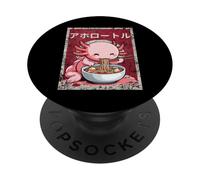 Kawaii Funny Axolotl Comer Ramen Anime Noodle Lover niños PopSockets PopGrip Adhesivo
