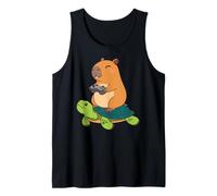 Kawaii Gaming Animal Graphic Turtle Cute Capybara Gamer Camiseta sin Mangas