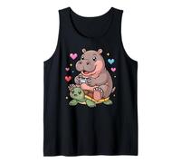 Kawaii Gaming Animal Graphic Turtle Cute Hippopotamus Gamer Camiseta sin Mangas