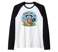Kawaii Gaming Animal Graphic Turtle Cute Raccoon Gamer Camiseta Manga Raglan