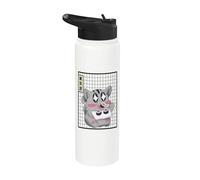 Kawaii Gato Comiendo Sushi Japonés Grid Chicas Adolescente Anime Stainless Steel Insulated Water Bottle
