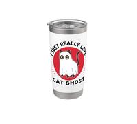 Kawaii Gato Fantasma I Just Really Love Cute Cat Ghost Lover Vaso térmico de acero inoxidable de doble pared