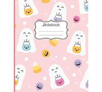 Kawaii Ghost Halloween Notebook: Cute Pastel Pink Journal with Ghosts, Candy, and 100 Lined Pages | 7.5 x 9.25 in | School, Writing, Notes, Diary